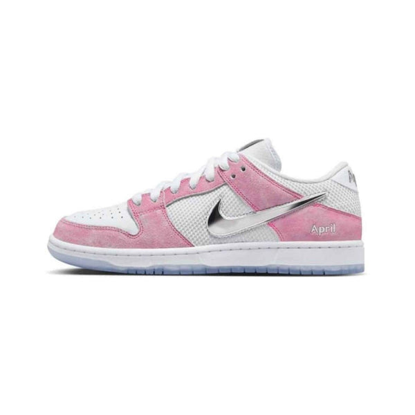 April Skateboards x Nike SB Dunk Low in Pink, White And Silver - BEAUTY BAR