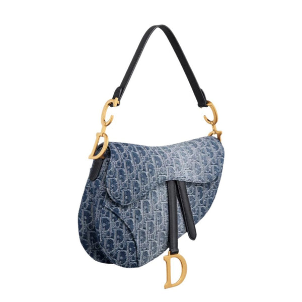 Dior Saddle Bag With Strap Blue Denim Dior Oblique Jacquard - BEAUTY BAR