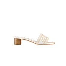 Dway Heeled Slide White And Gold - Tone Gradient Butterflies Embroidered Cotton - BEAUTY BAR