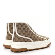 GG Monogram Mens High Top Platform 55mm Sneakers 12 Beige Ebony Mystic White - BEAUTY BAR