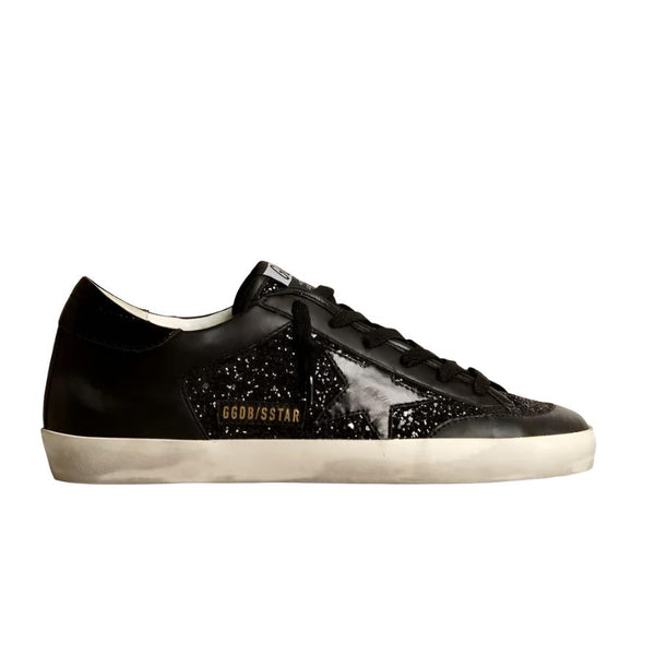 Golden Goose Super-Star In Black Nappa And Glitter With Glossy Black Leather Star - BEAUTY BAR