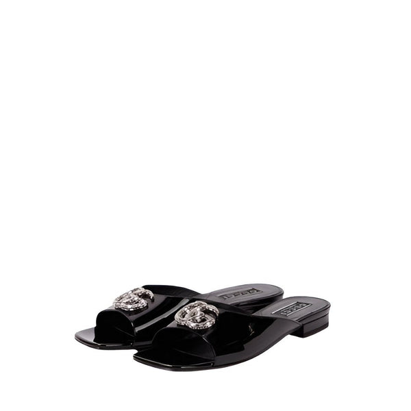 Gucci Women's Black Patent Leather Flat Slipper - BEAUTY BAR