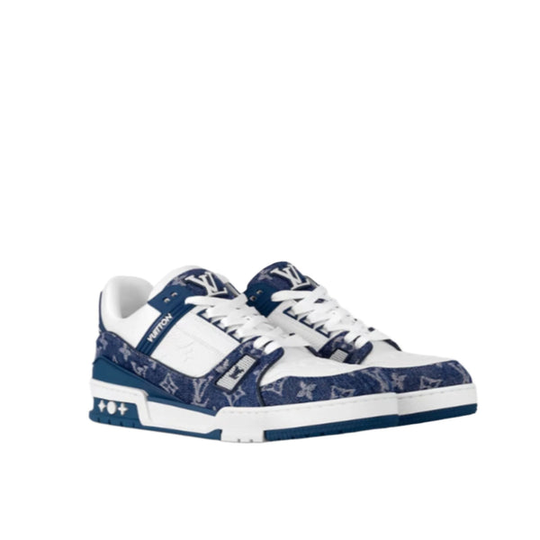 Louis Vuitton LV Trainer Monogram Denim White Blue - BEAUTY BAR