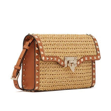 Valentino Garavani Small Rockstud Raffia Shoulder Bag - BEAUTY BAR